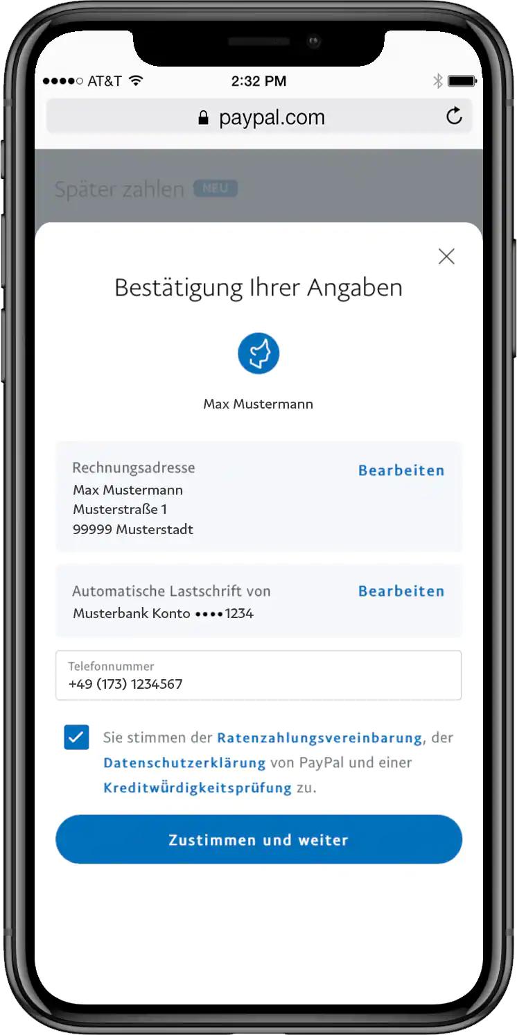 PayPal Ratenzahlung - Schritt 4