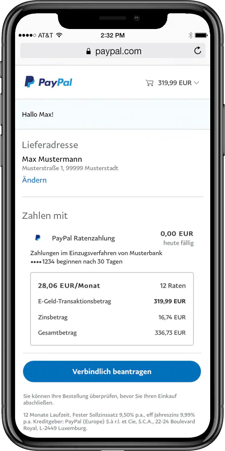PayPal Ratenzahlung - Schritt 5